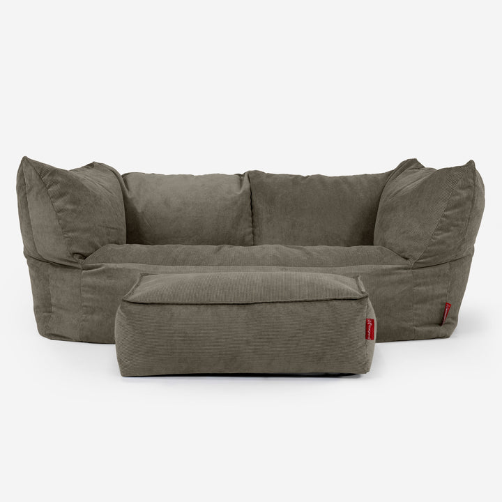 Pouf Divano Ruben - Velluto a Coste Sottili Oliva 02