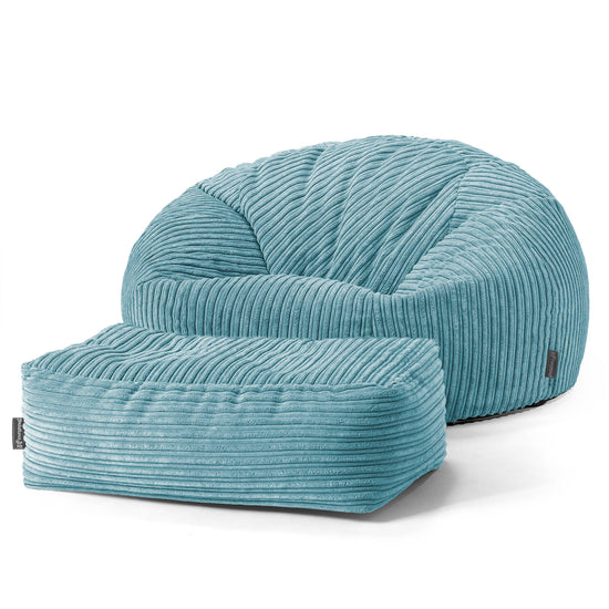 Pouf Divano, Sacco - Velluto a Coste Egeo Blu 02