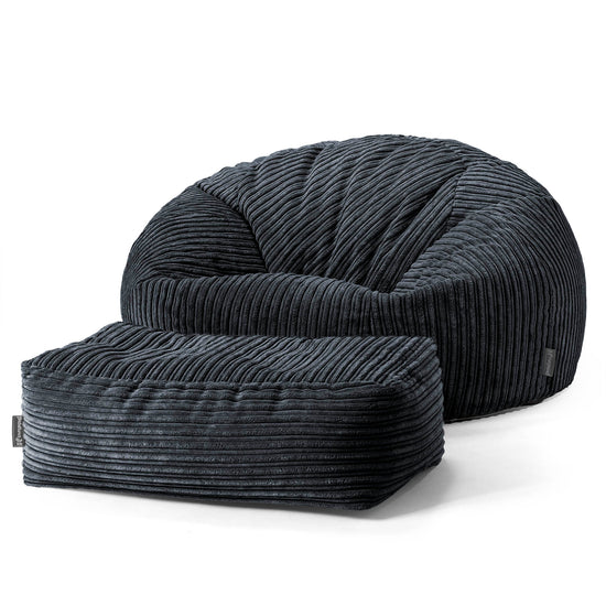 Pouf Divano, Sacco - Velluto a Coste Nero 02