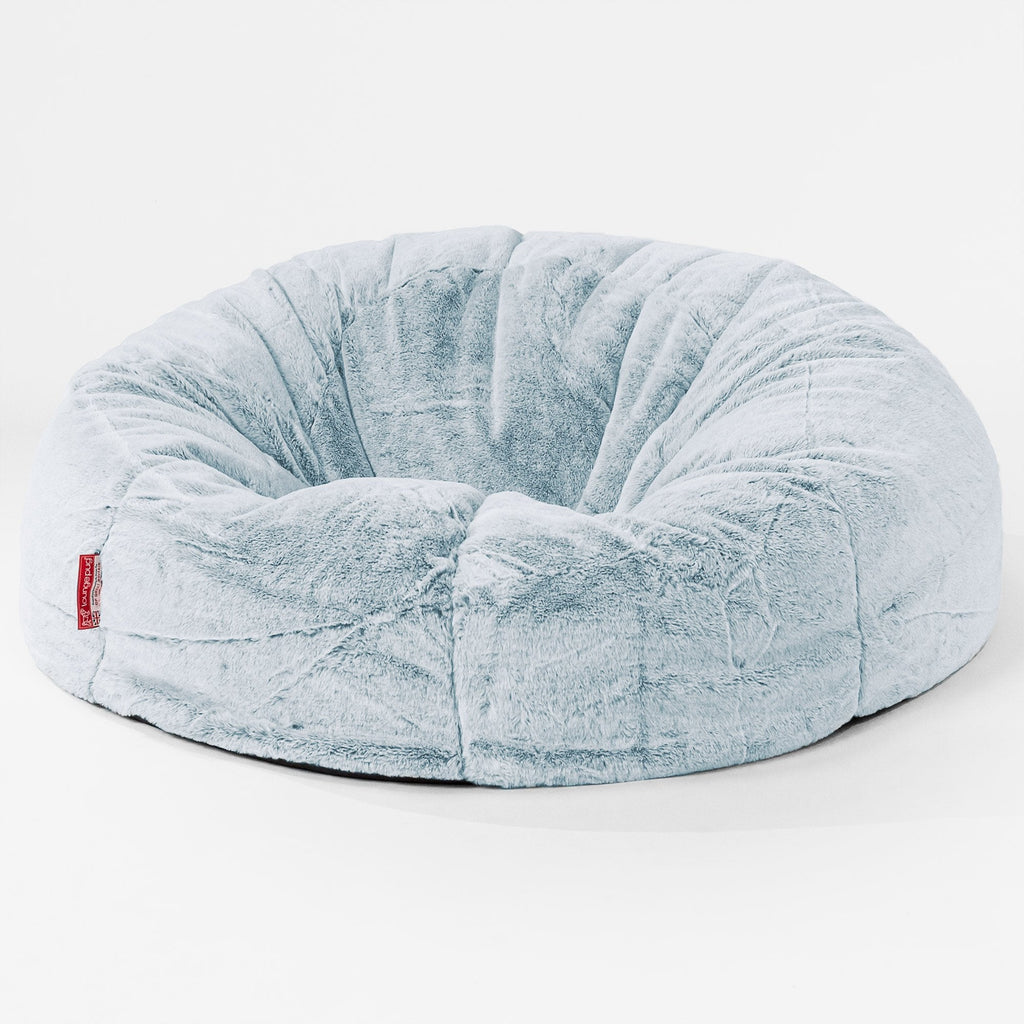 Pouf Divano, Sacco - Eco-pelliccia di Coniglio Azzurro Polvere 01