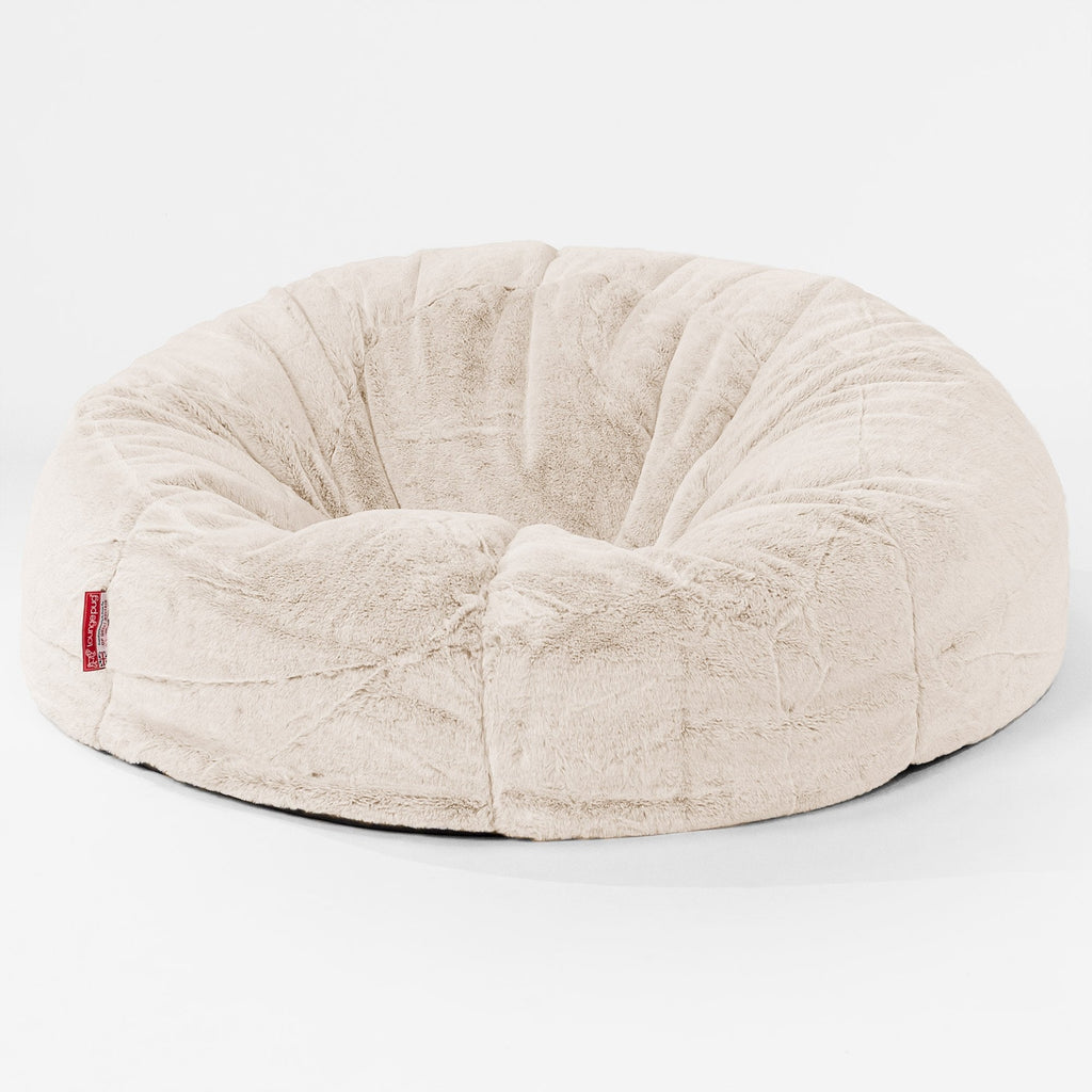 Pouf Divano, Sacco - Eco-pelliccia di Coniglio Bianco 01