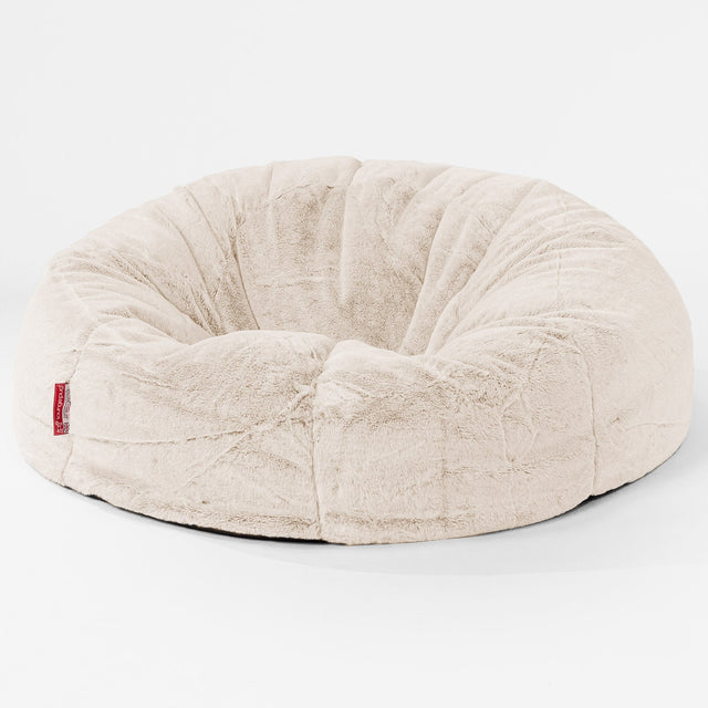 Pouf Divano, Sacco - Eco-pelliccia di Coniglio Bianco 01