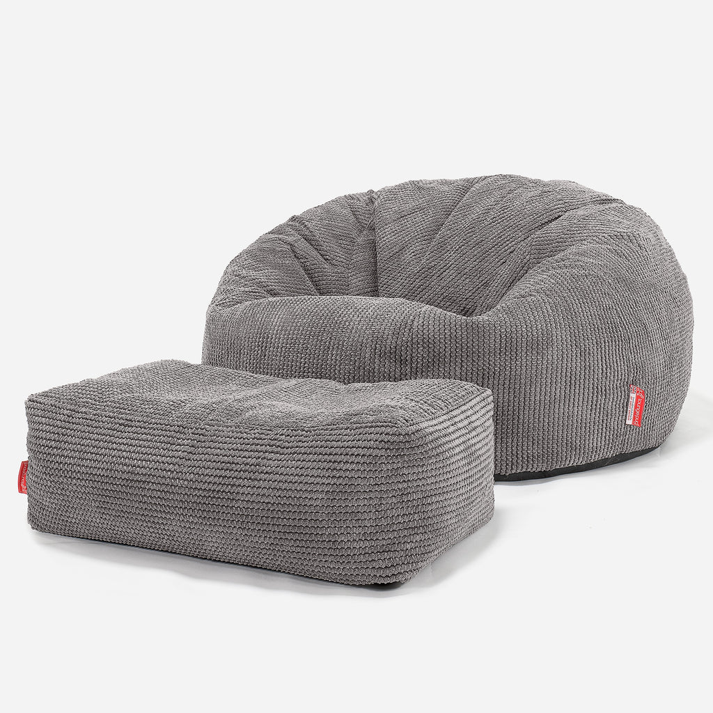 Pouf Divano, Sacco - Pompon Carbone Grigio 02