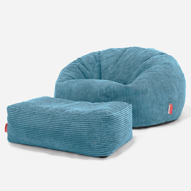 Pouf Divano, Sacco - Pompon Egeo Blu 02