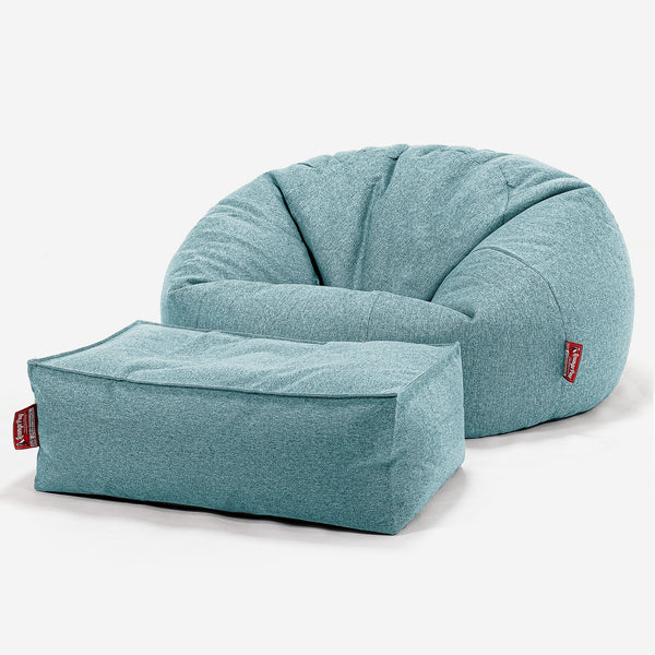 Pouf Divano, Sacco - Tessuto in Lana Interalli Acqua 01