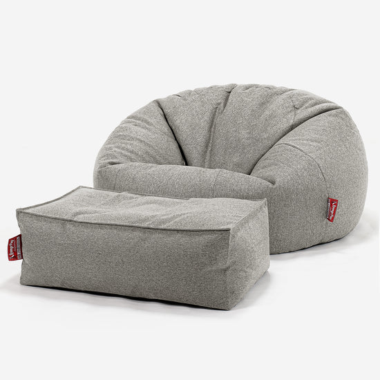 Pouf Divano, Sacco - Tessuto in Lana Interalli Argento 02
