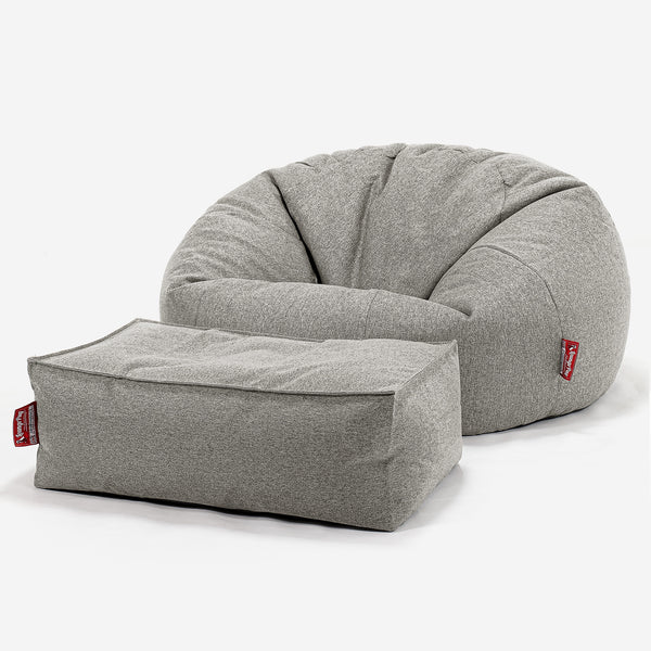 Pouf Divano, Sacco - Tessuto in Lana Interalli Argento 01
