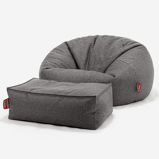 Pouf Divano, Sacco - Tessuto in Lana Interalli Grigio 02