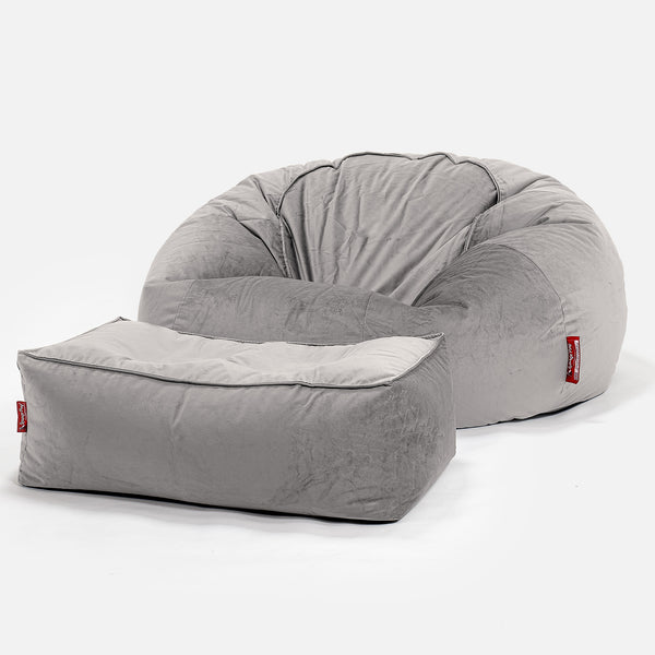 Pouf Divano, Sacco - Velluto Argento 01