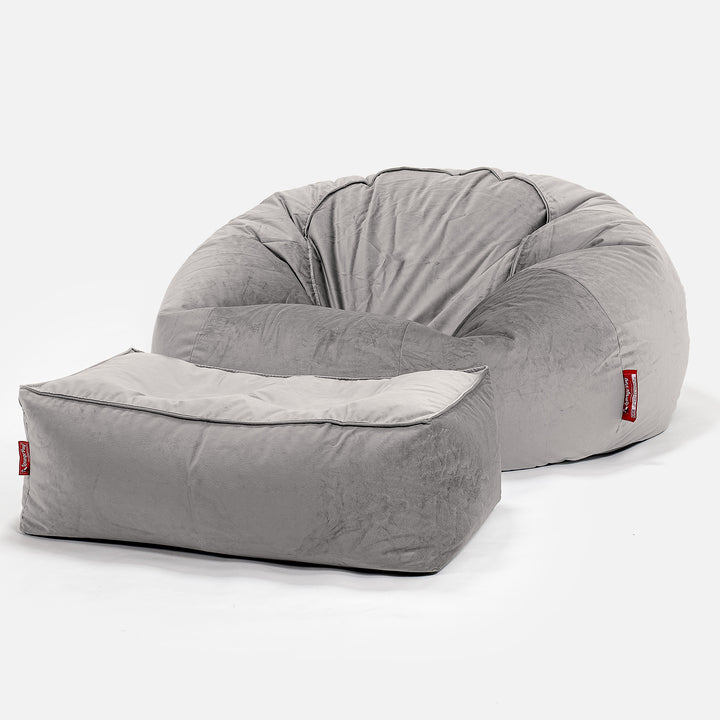 Pouf Divano, Sacco - Velluto Argento 02