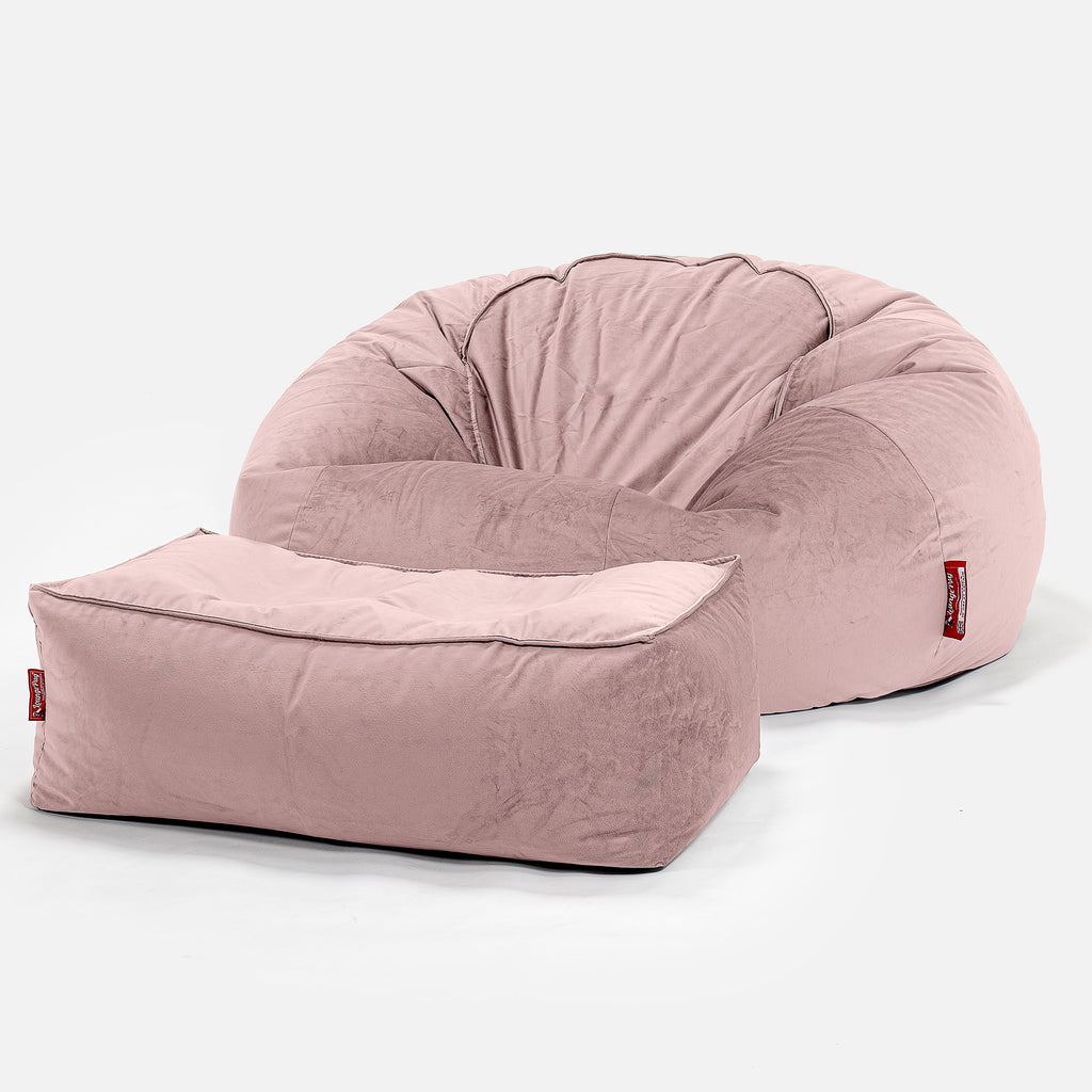 Pouf Divano, Sacco - Velluto Rosa 02