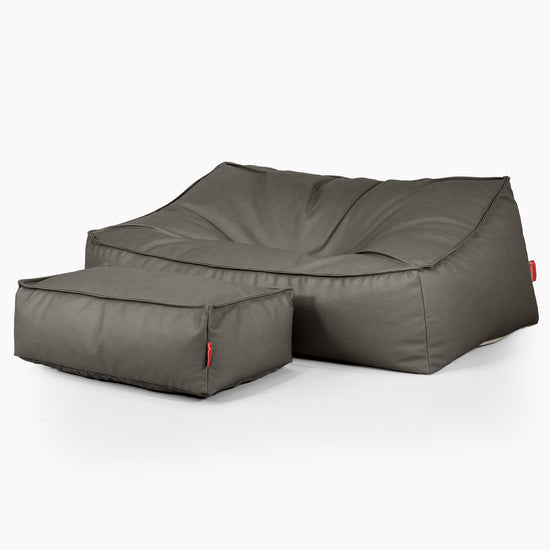 Pouf Divano Sloucher - Pelle Vegana Grigio 02
