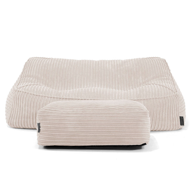 Pouf Divano Sloucher - Velluto a Coste Avorio 01