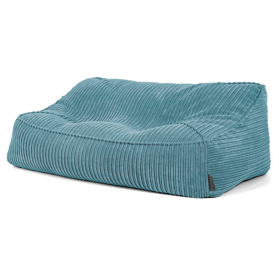 Pouf Divano Sloucher - Velluto a Coste Egeo Blu 02