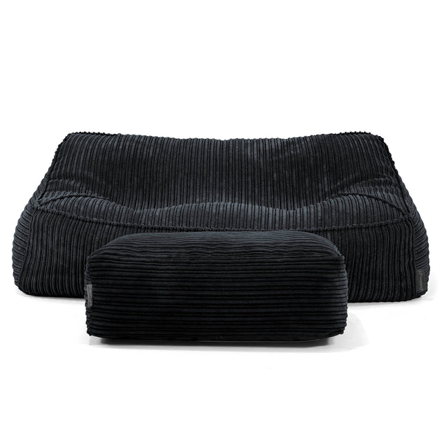 Pouf Divano Sloucher - Velluto a Coste Nero 01
