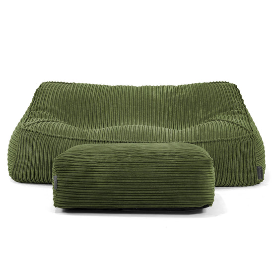 Pouf Divano Sloucher - Velluto a Coste Verde Foresta 01