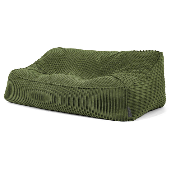 Pouf Divano Sloucher - Velluto a Coste Verde Foresta 02