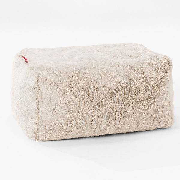 Pouf Poggiapiedi - Eco-pelliccia di Coniglio Bianco 01