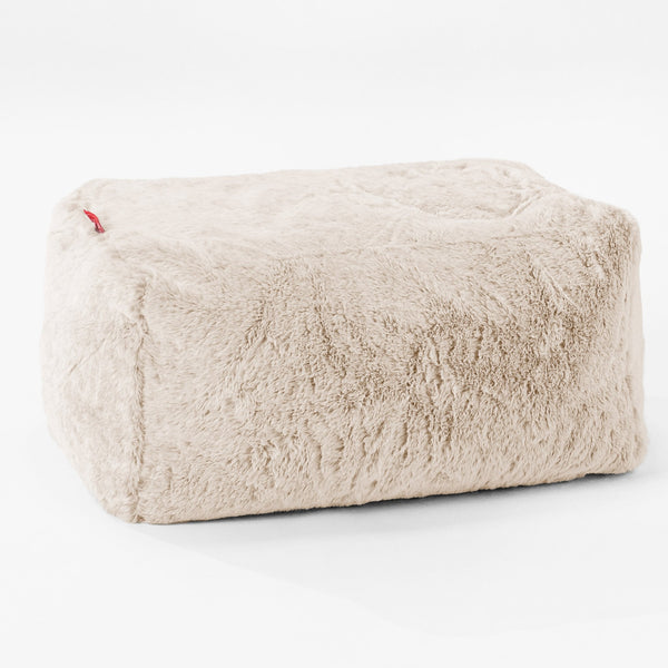 Pouf Poggiapiedi - Eco-pelliccia di Coniglio Bianco 01