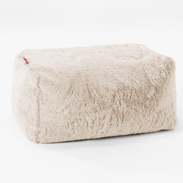Pouf Poggiapiedi - Eco-pelliccia di Coniglio Bianco 01