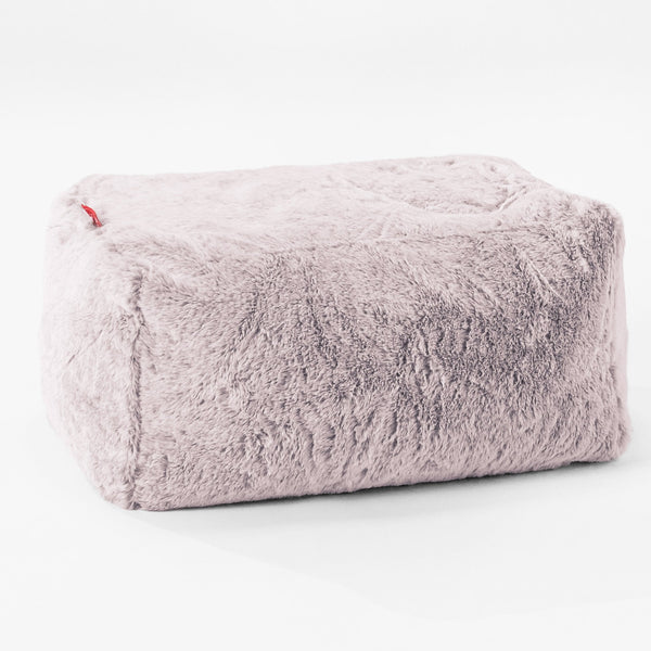 Pouf Poggiapiedi - Eco-pelliccia di Coniglio Rosa Antico 01
