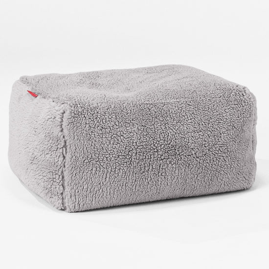 Pouf Poggiapiedi - Eco-pelliccia Orsacchiotto Grigio Medio 01