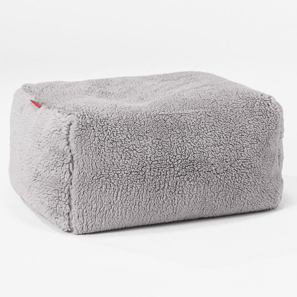 Pouf Poggiapiedi - Eco-pelliccia Orsacchiotto Grigio Medio 01