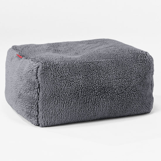 Pouf Poggiapiedi - Eco-pelliccia Orsacchiotto Grigio scuro 01