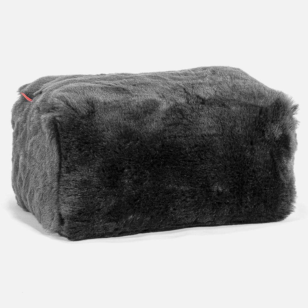 Pouf Poggiapiedi - Finta Pelliccia Nero 01