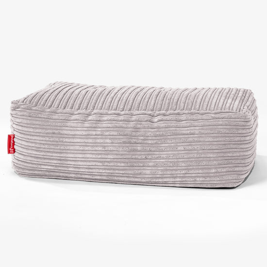 Pouf Poggiapiedi Gigante - Velluto a Coste Alluminio Argento 01
