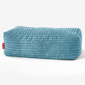 Pouf Poggiapiedi, C100L CloudSac, Imbottito Di Fiocchi Di Lattice e Poliestere - Velluto a Coste Egeo Blu
