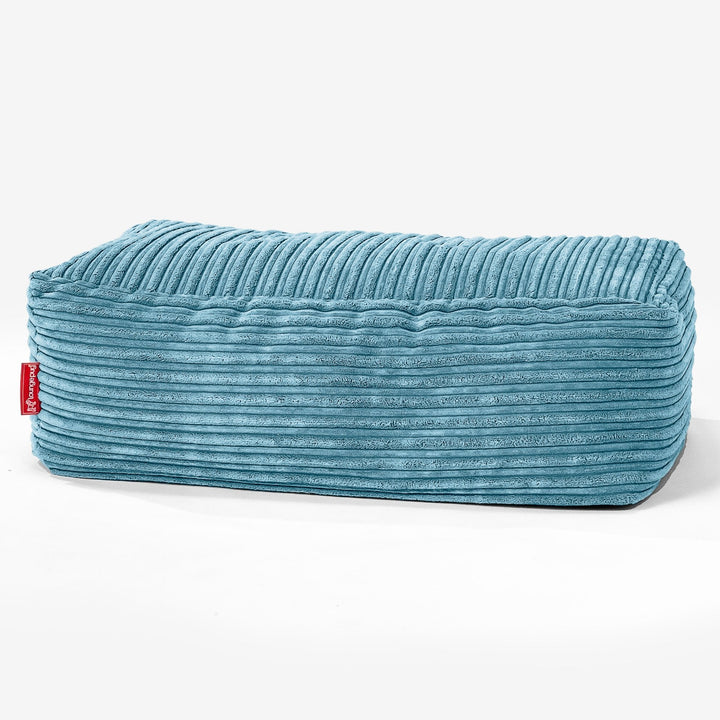 Pouf Poggiapiedi, C100L CloudSac, Imbottito Di Fiocchi Di Lattice e Poliestere - Velluto a Coste Egeo Blu 01