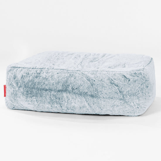 Pouf Poggiapiedi Gigante - Eco-pelliccia di Coniglio Azzurro Polvere 01