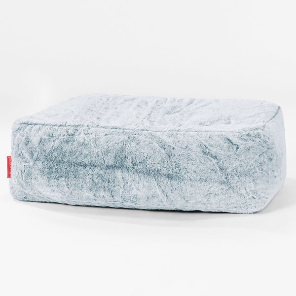 Pouf Poggiapiedi Gigante - Eco-pelliccia di Coniglio Azzurro Polvere 01