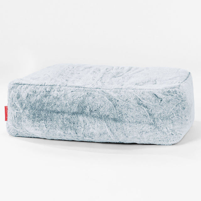 Pouf Poggiapiedi Gigante - Eco-pelliccia di Coniglio Azzurro Polvere 01