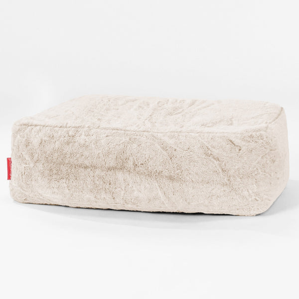 Pouf Poggiapiedi Gigante - Eco-pelliccia di Coniglio Bianco 01