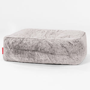 Poggiapiedi Grande - Eco-pelliccia di Coniglio Grigio Chiaro