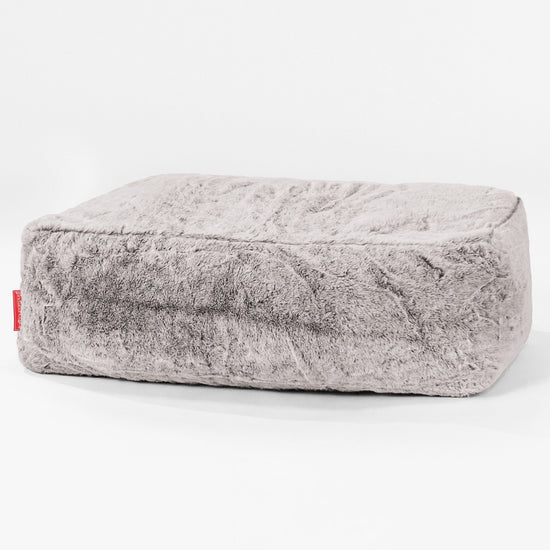Pouf Poggiapiedi Gigante - Eco-pelliccia di Coniglio Grigio Chiaro 01