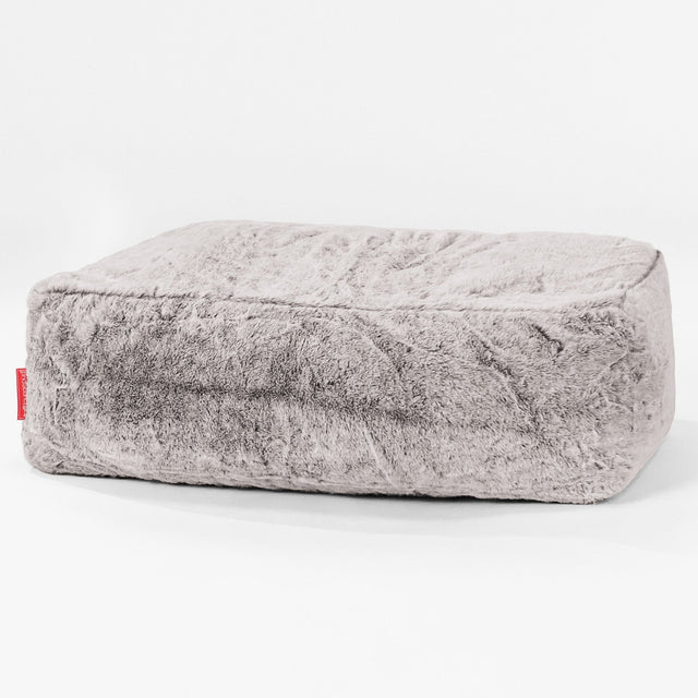 Pouf Poggiapiedi Gigante - Eco-pelliccia di Coniglio Grigio Chiaro 01