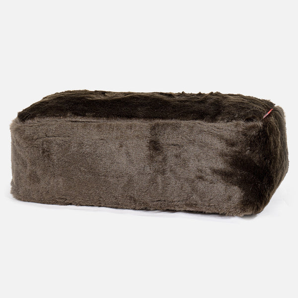 Pouf Poggiapiedi, C100L CloudSac, Imbottito Di Fiocchi Di Lattice e Poliestere - Finta Pelliccia Marrone 01
