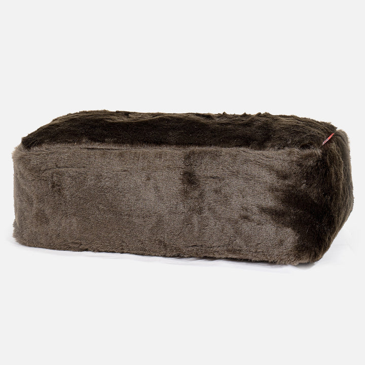 Pouf Poggiapiedi, C100L CloudSac, Imbottito Di Fiocchi Di Lattice e Poliestere - Finta Pelliccia Marrone 01