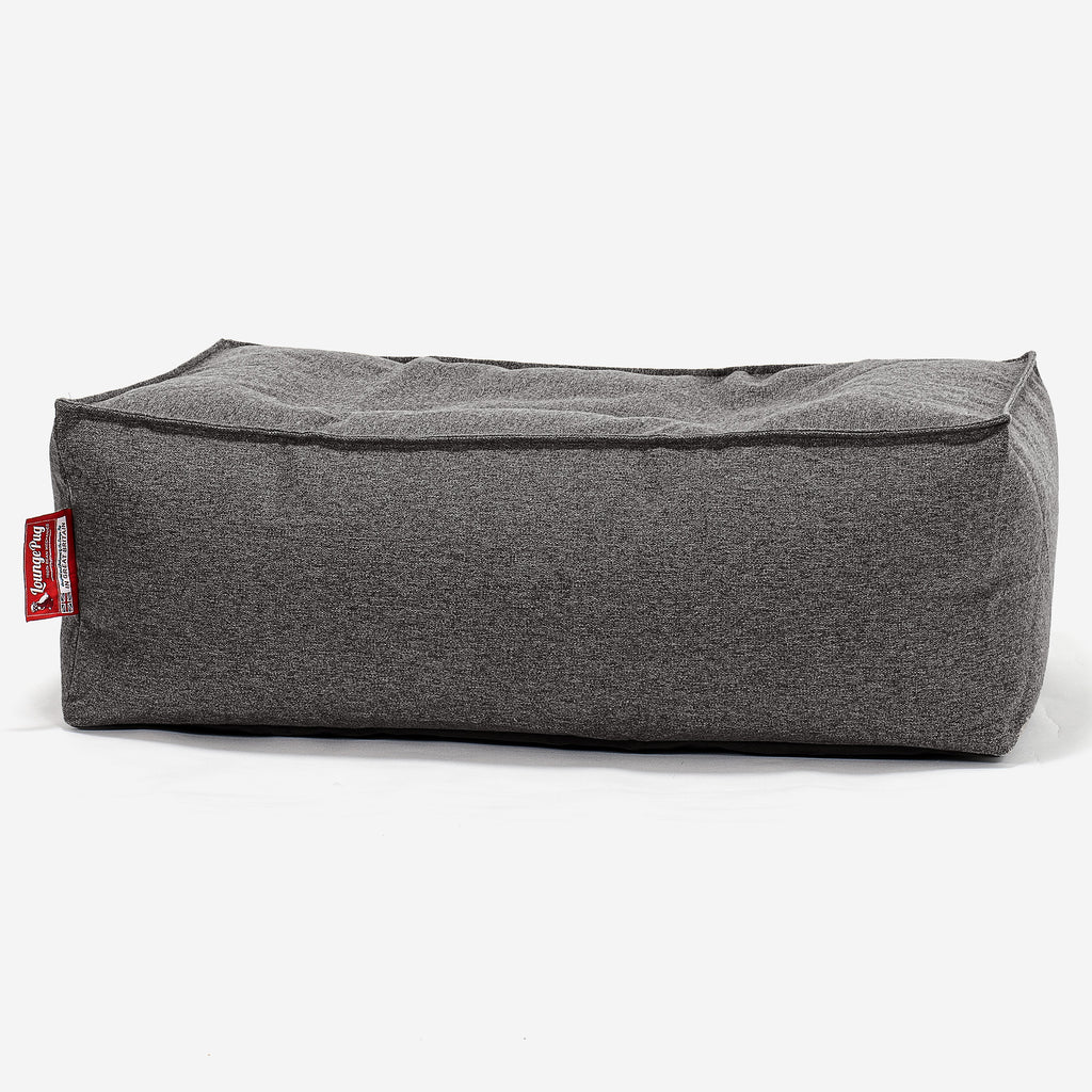 Pouf Poggiapiedi Gigante - Tessuto in Lana Interalli Grigio 01
