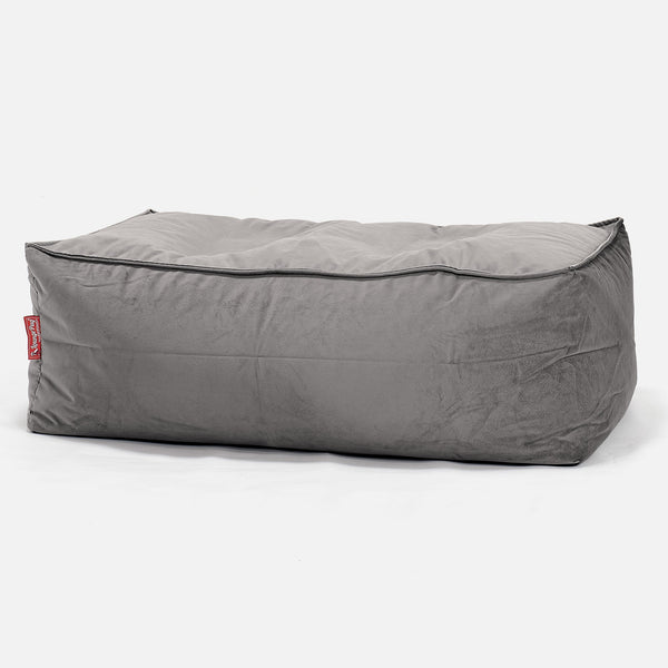Pouf Poggiapiedi, C100L CloudSac, Imbottito Di Fiocchi Di Lattice e Poliestere - Velluto Argento 01