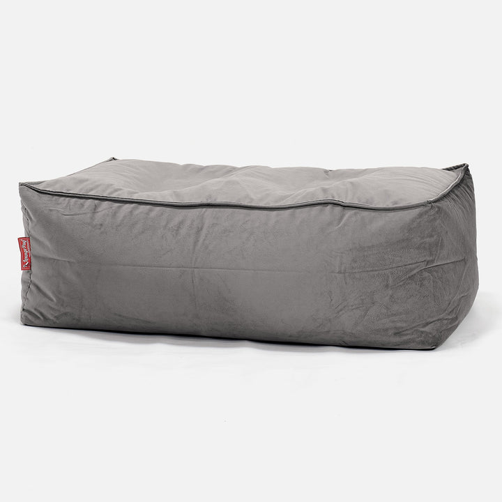 Pouf Poggiapiedi, C100L CloudSac, Imbottito Di Fiocchi Di Lattice e Poliestere - Velluto Argento 01