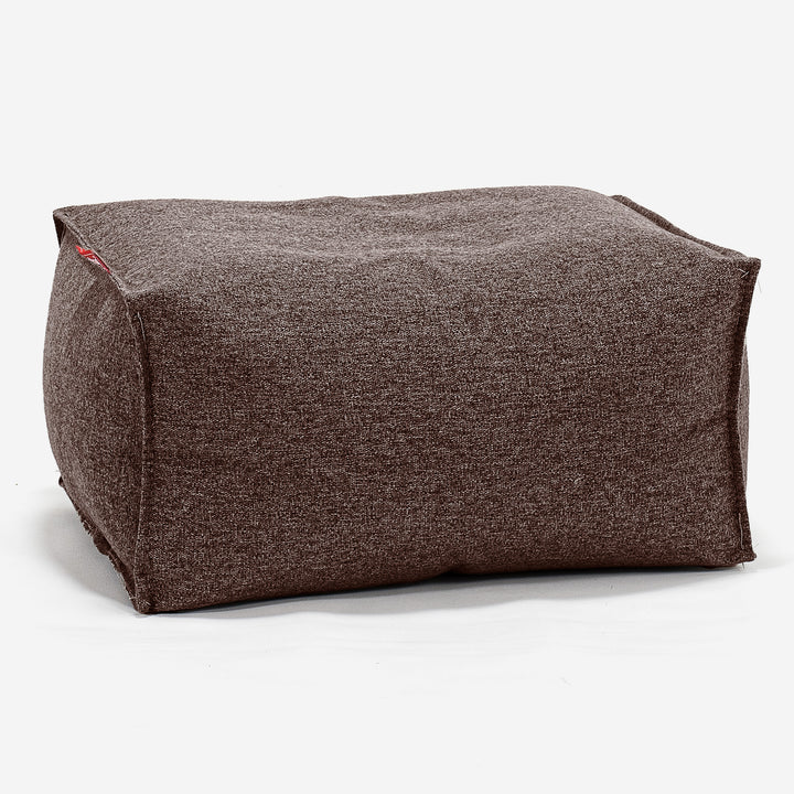 Pouf Poggiapiedi - Tessuto in Lana Interalli Marrone 01
