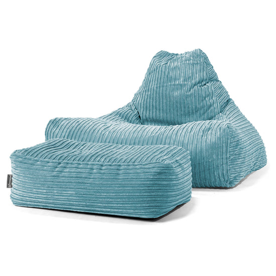 Pouf Poltrona Relax Sacco - Velluto a Coste Egeo Blu 02