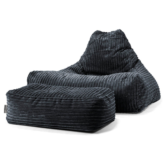 Pouf Poltrona Relax Sacco - Velluto a Coste Nero 02