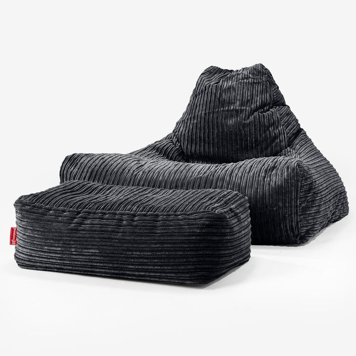 Pouf Poltrona Relax Sacco - Velluto a Coste Nero 02