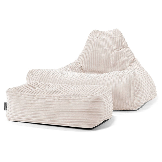 Pouf Poltrona Relax Sacco - Velluto a Coste Avorio 02