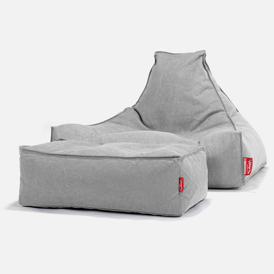 Pouf Poltrona Relax Sacco - Denim Effetto Consumato Grigio 02